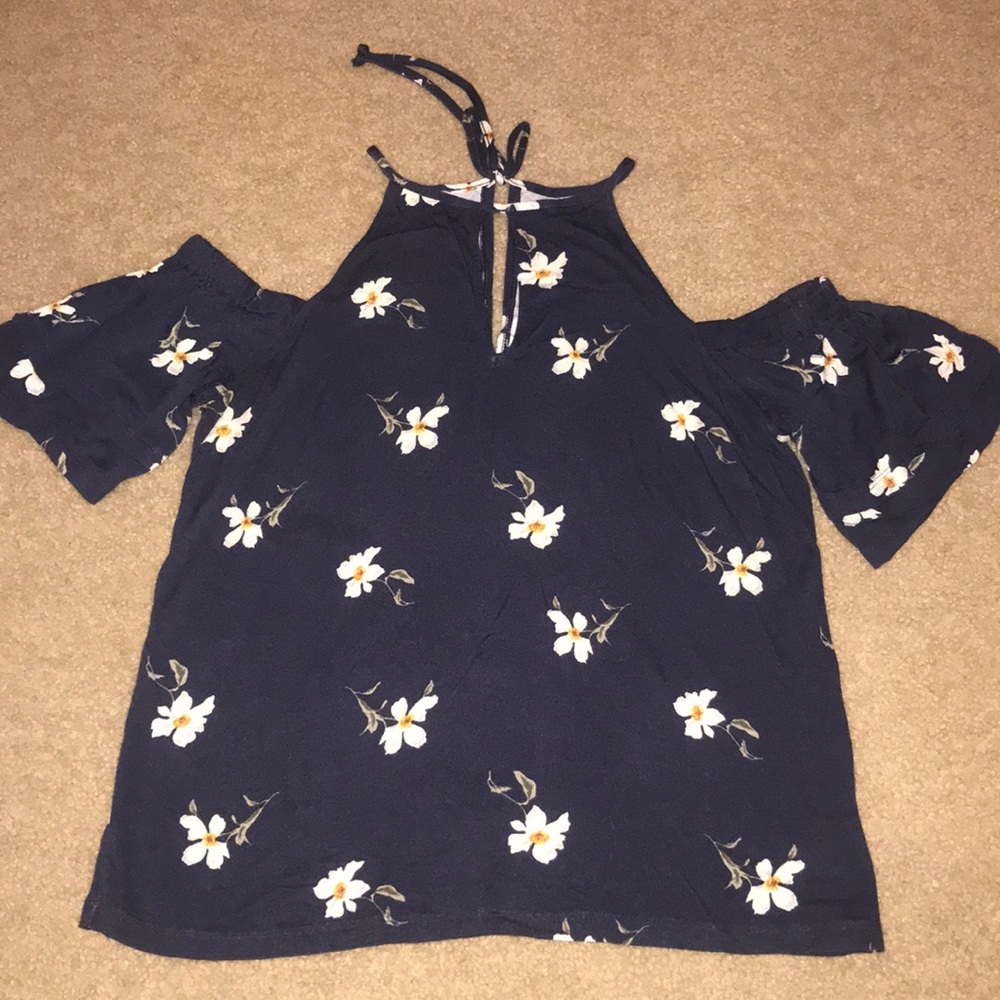 Navy blue floral top, American Eagle